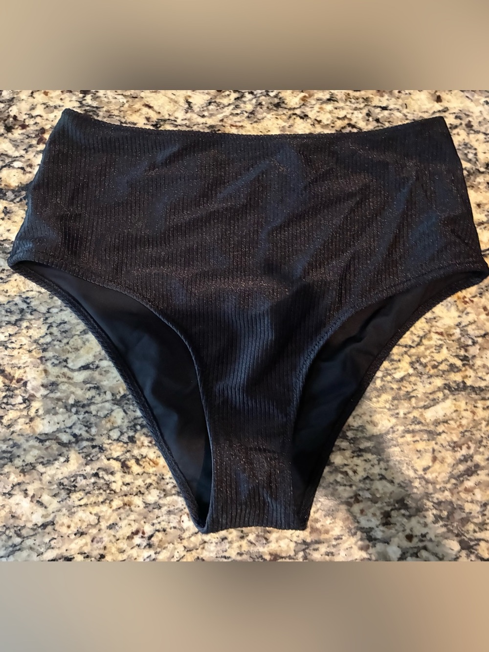 Aerie High-Waist Ribbed Bikini Bottom - Black